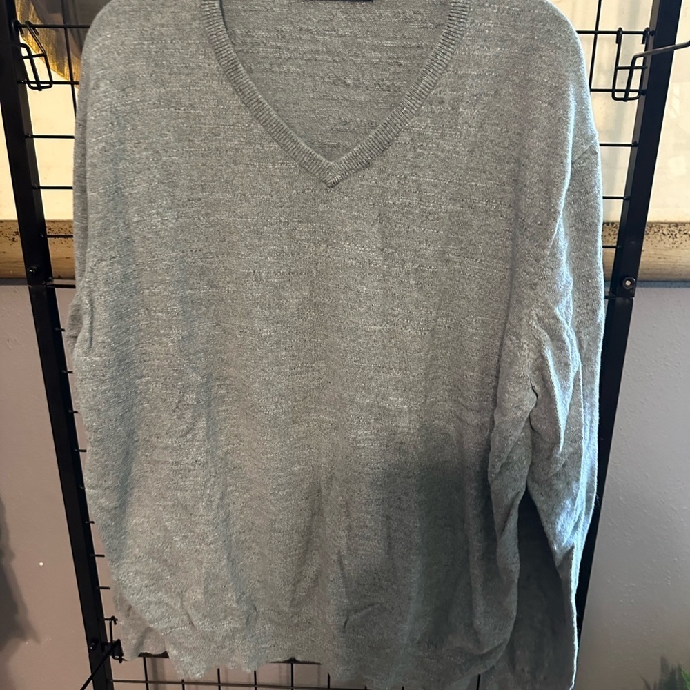 J. Crew Light Heather blue V-Neck Sweater Classic cotton